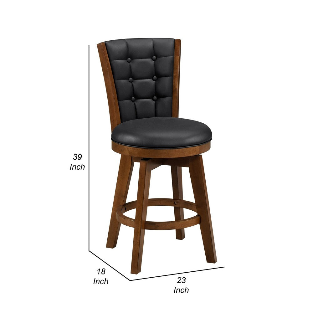 Core Set of 2 Swivel Counter Stool Chairs | Brown | Black Faux Leather BM336326
