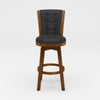 Core Set of 2 Swivel Barstool Chairs | Brown Wood | Black Faux Leather BM336327