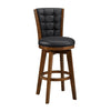Core Set of 2 Swivel Barstool Chairs | Brown Wood | Black Faux Leather