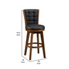 Core Set of 2 Swivel Barstool Chairs | Brown Wood | Black Faux Leather BM336327