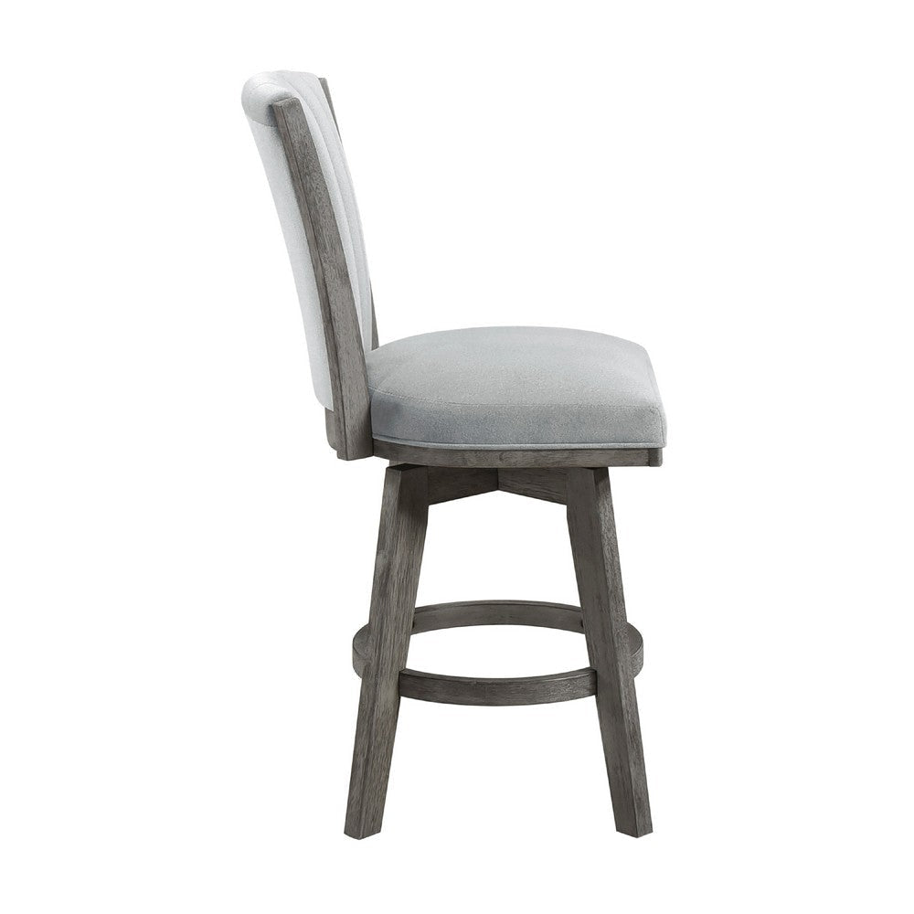 Core Set of 2 Swivel Counter Stool Chairs | Gray Channel Tufted Velvet BM336328