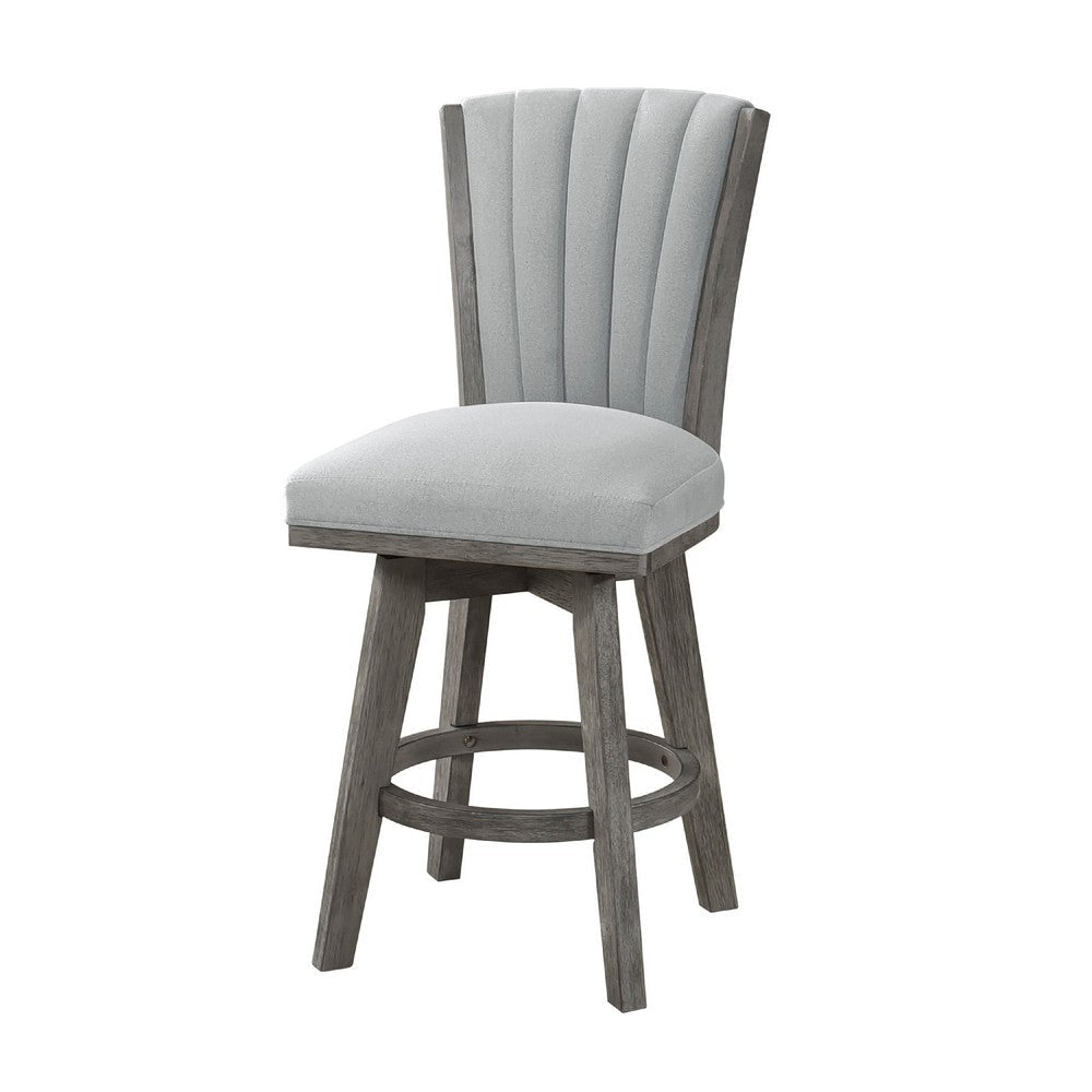 Core Set of 2 Swivel Counter Stool Chairs | Gray Channel Tufted Velvet BM336328