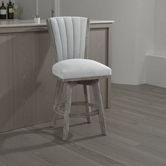 Core Set of 2 Swivel Counter Stool Chairs | Gray Channel Tufted Velvet