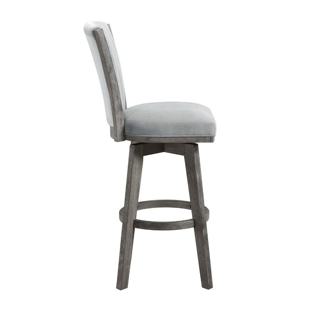 Core Set of 2 Swivel Barstool Chairs | Gray Wood | Channeled Velvet BM336329