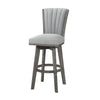 Core Set of 2 Swivel Barstool Chairs | Gray Wood | Channeled Velvet BM336329