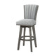 Core Set of 2 Swivel Barstool Chairs | Gray Wood | Channeled Velvet BM336329