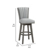 Core Set of 2 Swivel Barstool Chairs | Gray Wood | Channeled Velvet BM336329