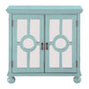 Anik Accent Cabinet | 2 Mirror Inlaid Glass Door | Aqua Green Wood