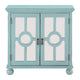 Anik Accent Cabinet | 2 Mirror Inlaid Glass Door | Aqua Green Wood