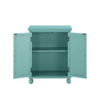 Anik Accent Cabinet | 2 Mirror Inlaid Glass Door | Aqua Green Wood