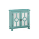 Anik Accent Cabinet | 2 Mirror Inlaid Glass Door | Aqua Green Wood