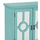 Anik Accent Cabinet | 2 Mirror Inlaid Glass Door | Aqua Green Wood