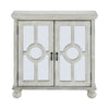 Anik Accent Cabinet | 2 Mirror Inlaid Glass Door | Antique White Wood