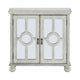 Anik Accent Cabinet | 2 Mirror Inlaid Glass Door | Antique White Wood