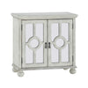 Anik Accent Cabinet | 2 Mirror Inlaid Glass Door | Antique White Wood