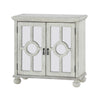 Anik Accent Cabinet | 2 Mirror Inlaid Glass Door | Antique White Wood