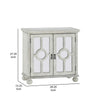 Anik Accent Cabinet | 2 Mirror Inlaid Glass Door | Antique White Wood