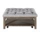 Bori Coffee Table Ottoman | 39’’ Button Tufted Gray | Brown Wood BM336332