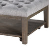 Bori Coffee Table Ottoman | 39’’ Button Tufted Gray | Brown Wood BM336332