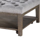 Bori Coffee Table Ottoman | 39’’ Button Tufted Gray | Brown Wood BM336332