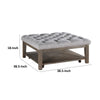 Bori Coffee Table Ottoman | 39’’ Button Tufted Gray | Brown Wood BM336332