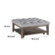 Bori Coffee Table Ottoman | 39’’ Button Tufted Gray | Brown Wood BM336332