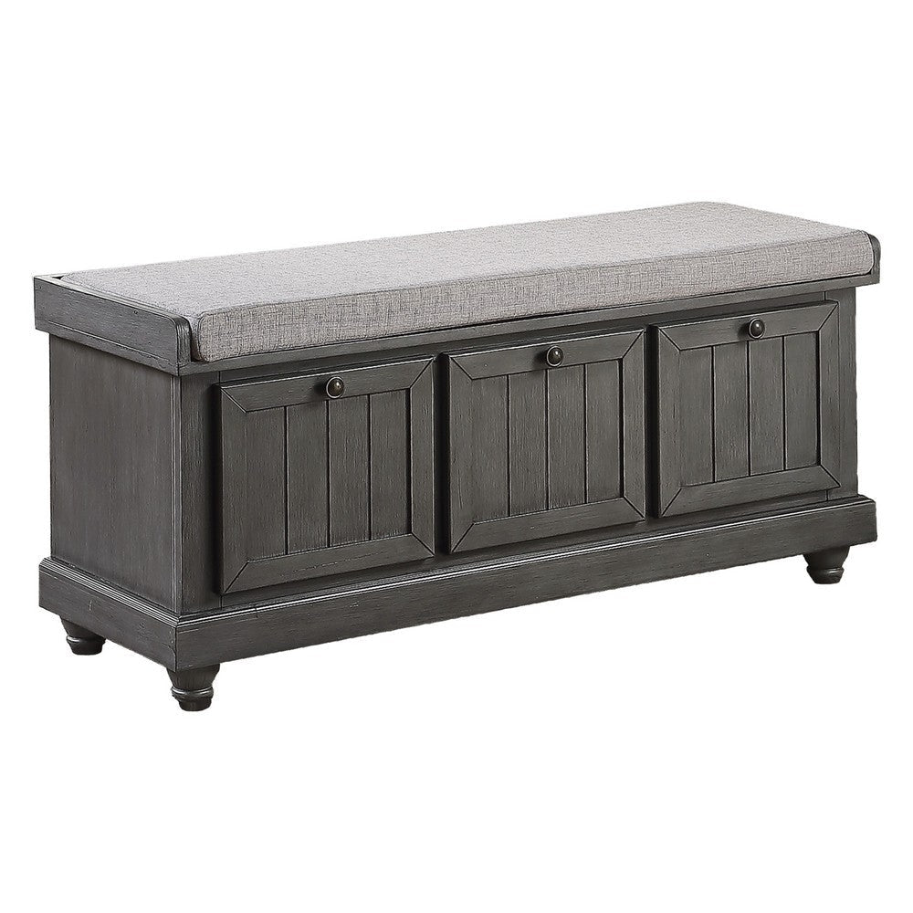 Wali 44" Bench with Lift Top Storage | Plush Gray Cushioned Seat