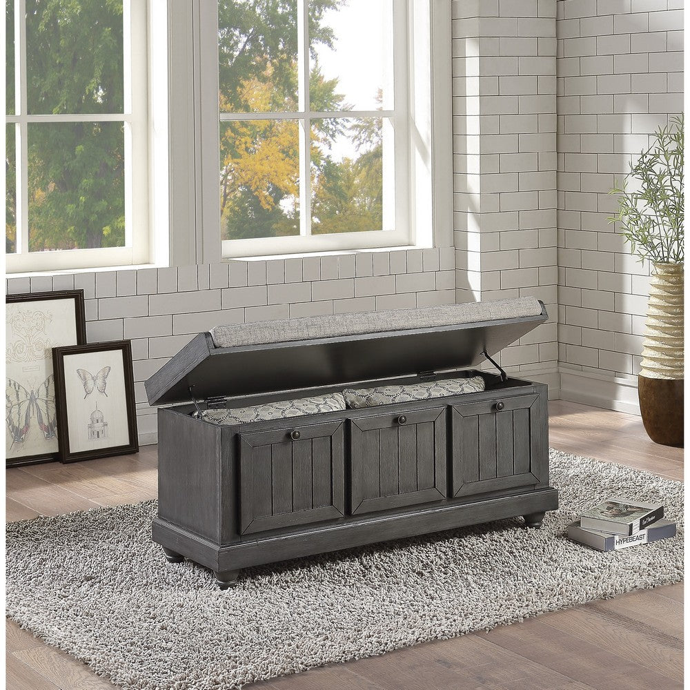 Wali 44’’ Bench with Lift Top Storage | Plush Gray Cushioned Seat