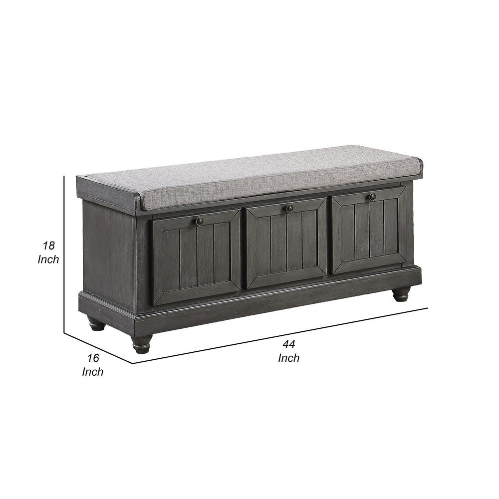 Wali 44’’ Bench with Lift Top Storage | Plush Gray Cushioned Seat