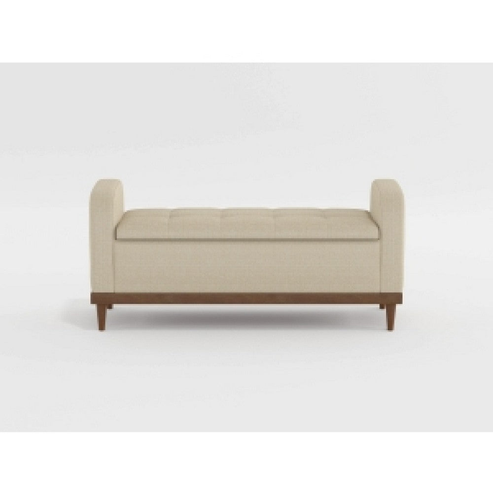 Bity Lift Top Storage Bench | Light Brown Textured Fabric | Wood 50’’