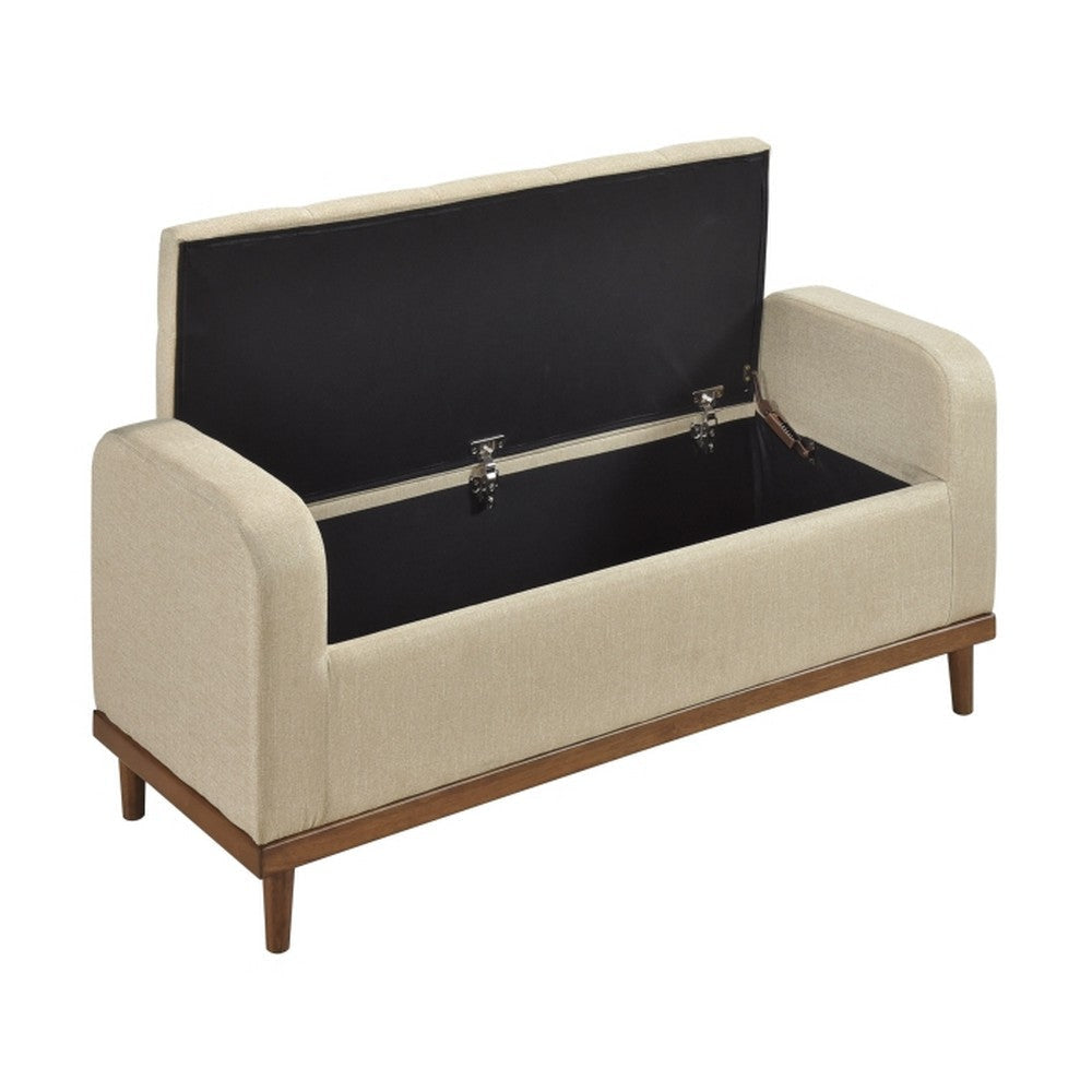 Bity Lift Top Storage Bench | Light Brown Textured Fabric | Wood 50’’