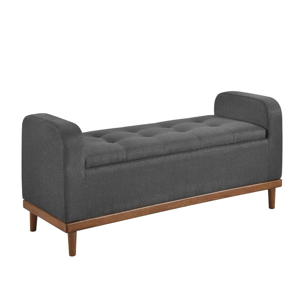Bity Lift Top Storage Bench | Dark Gray Textured Fabric | Wood 50"