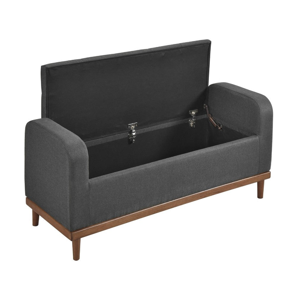 Bity Lift Top Storage Bench | Dark Gray Textured Fabric | Wood 50’’