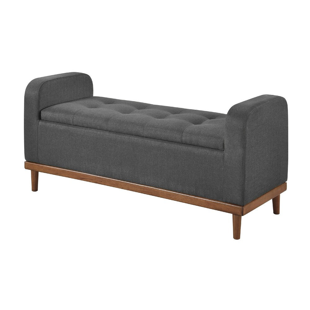 Bity Lift Top Storage Bench | Dark Gray Textured Fabric | Wood 50’’