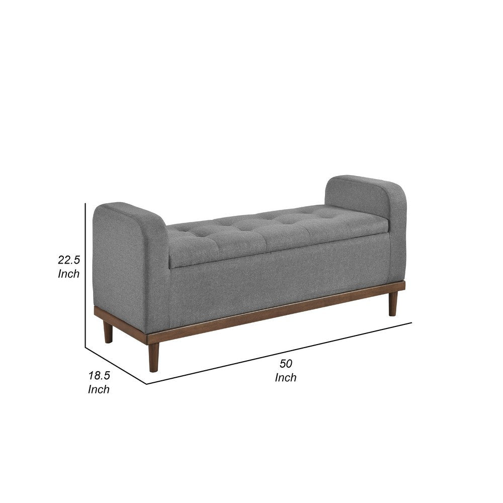 Bity Lift Top Storage Bench | Medium Gray Textured Fabric | Wood 50’’