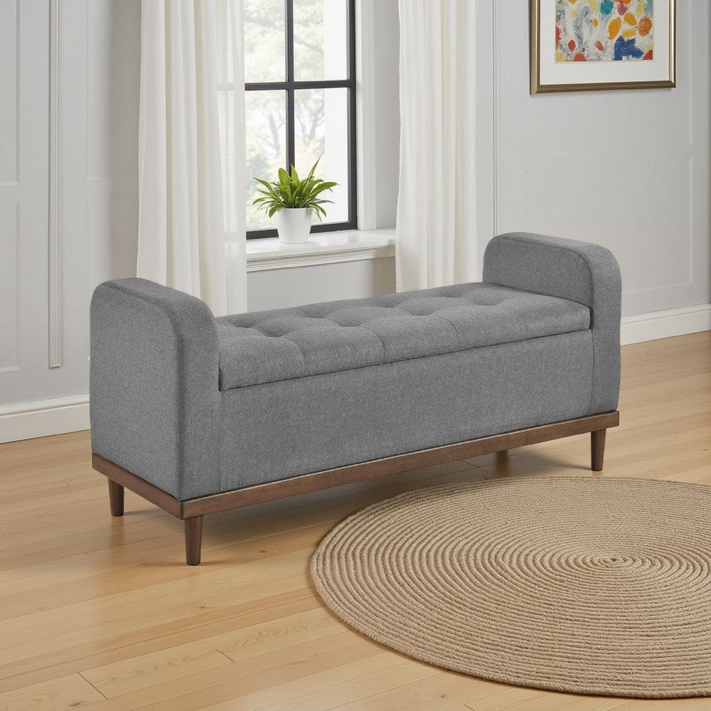 Bity Lift Top Storage Bench | Medium Gray Textured Fabric | Wood 50"