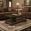 Tabby Lift-Top Coffee Table | Side Shelves and Caster Wheels | Brown