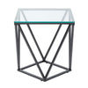 Lucas Side End Table | Clear Glass Top | Geometric Frame | Black Metal BM336343