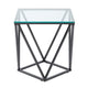 Lucas Side End Table | Clear Glass Top | Geometric Frame | Black Metal BM336343