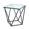 Lucas Side End Table | Clear Glass Top | Geometric Frame | Black Metal BM336343