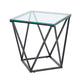 Lucas Side End Table | Clear Glass Top | Geometric Frame | Black Metal BM336343