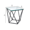 Lucas Side End Table | Clear Glass Top | Geometric Frame | Black Metal BM336343