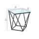 Lucas Side End Table | Clear Glass Top | Geometric Frame | Black Metal BM336343