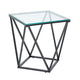 Lucas Side End Table | Clear Glass Top | Geometric Frame | Black Metal