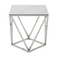 Allie End Table | White Sintered Stone | Silver Stainless Steel 21’’ BM336345