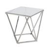 Allie End Table | White Sintered Stone | Silver Stainless Steel 21’’ BM336345