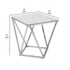 Allie End Table | White Sintered Stone | Silver Stainless Steel 21’’ BM336345