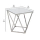 Allie End Table | White Sintered Stone | Silver Stainless Steel 21’’ BM336345