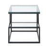 Elena End Table with 2-Tier Design | Glass Top and Shelf | Black Metal BM336347