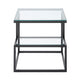 Elena End Table with 2-Tier Design | Glass Top and Shelf | Black Metal BM336347